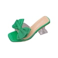 thumbnail image 1 of HomeDM Womens Clear Block Heels Slides Sandals Dressy Bowknot Square Open Toe Slip On Comfortable Mules, Green Size 7, 1 of 9