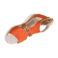 thumbnail image 1 of HomeDM Womens Espadrilles Wedge Sandals Comfort Platform Open Toe Back Zipper Summer Casual Beach Sandals, Orange Size 6, 1 of 9