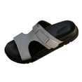 thumbnail image 1 of HomeDM Womens Flat Sandals Comfort Plantar Arch Support Slip On Beach Slides Summer Open Toe Walking Sandal, Gray Size 9, 1 of 6