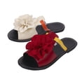 thumbnail image 1 of HomeDM Womens Flat Sandals Open Toe Slip-On Dressy Floral Summer Beach Sandals, Red Size 6.5, 1 of 6