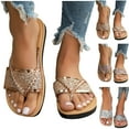 thumbnail image 1 of HomeDM Womens Flat Thong Sandals Open Toe Dressy Flip Flops Casual Slip On Slides Sandals for Summer, Rose Gold Size 4.5, 1 of 9