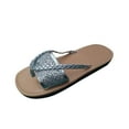 thumbnail image 1 of HomeDM Womens Flat Thong Sandals Open Toe Dressy Flip Flops Casual Slip On Slides Sandals for Summer, Silver Size 6.5, 1 of 9
