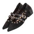 thumbnail image 1 of HomeDM Womens Flats Mary Jane Closed Pointy Toe Buckle Strap Slip On Dress Shoes for Wedding Party Work, Black Size 7.5, 1 of 9