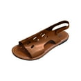 thumbnail image 1 of HomeDM Womens Flats Sandals Open Toe Ankle Strap Slip on Comfy Summer Beach Walking Sandals, Coffee Size 5.5, 1 of 6