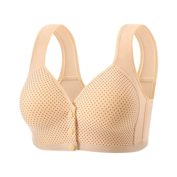 HomeDM Womens Front Closure Bras Seamless Comfort Push Up Bralettes Wireless Convenient Full Coverage Bras, Beige, S