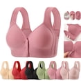 thumbnail image 1 of HomeDM Womens Front Closure Bras Seamless Comfort Push Up Bralettes Wireless Convenient Full Coverage Bras, Hot Pink, L, 1 of 6