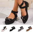 thumbnail image 1 of HomeDM Womens Low Block Mary Jane Shoes Closed Pointy Toe Elastic Ankle Strap Dressy Comfortable Dress Shoes, Black Size 5.5, 1 of 9