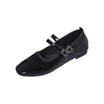 thumbnail image 1 of HomeDM Womens Mary Jane Ballet Flats Ankle Strap Dressy Comfortable Closed Toe Flats Wedding Dress Shoes, Black Size 8.5, 1 of 9