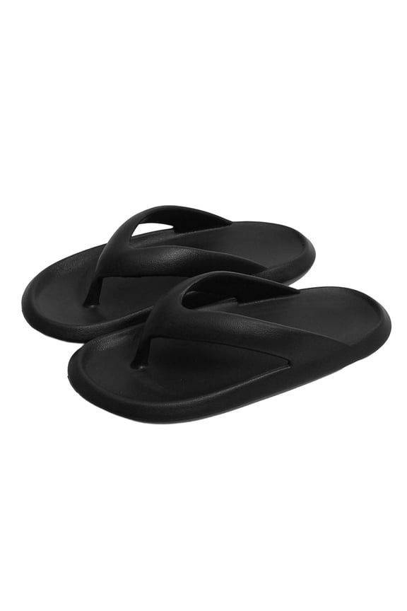 Womens Mens Shower Flip Flops Quick Drying Slip-On Thong Sandals Beach Pool Bathroom Sandals, Black Size 5.5-6