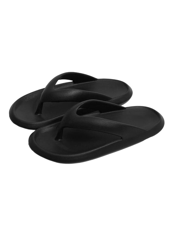 Womens Mens Shower Flip Flops Quick Drying Slip-On Thong Sandals Beach Pool Bathroom Sandals, Black Size 7.5-8.5