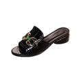thumbnail image 1 of HomeDM Womens Open Toe Sandals Low Chunky Block Heels Slip-On Mules Comfortable Casual Dress Pumps Shoes, Black Size 8.5, 1 of 9