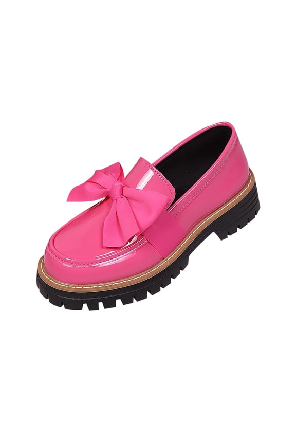 Womens Platform Low Chunky Heel Loafers Round Closed Toe Slip On Office Work Business Casual Shoes, Pink Size 7.5