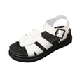 thumbnail image 1 of HomeDM Womens Platform Sandals Open Toe Slip On Buckle Ankle Strap Wedge Casual Summer Beach Sandals, Beige Size 6, 1 of 9