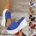 thumbnail image 1 of HomeDM Womens Platform Wedge Sandals Open Toe Espadrilles High Heel Slip On Summer Sandals, Blue Size 5.5, 1 of 9