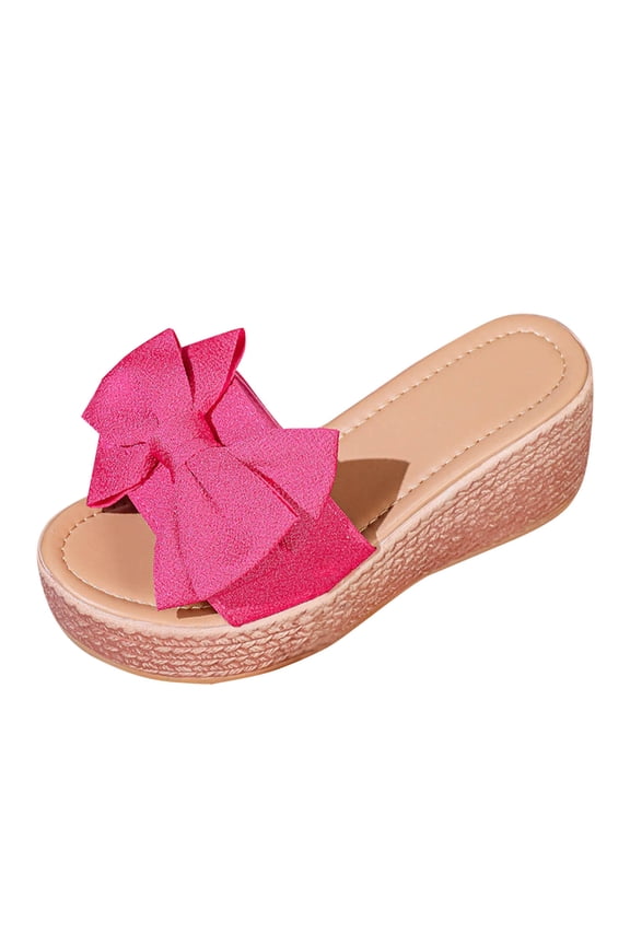 Womens Platform Wedge Slip On Sandals Dressy Open Toe High Heel Summer Beach Vacation Sandals, Hot Pink Size 6