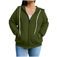 thumbnail image 1 of HomeDM Womens Plus Size Sweatshirts Full Zip Long Sleeve Hoodie Casual Trendy Pullover Tops Fall Winter Hooded for Women - Army Green/3XL, 1 of 6