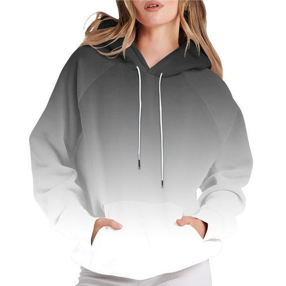 HomeDM Womens Pullover Hoodie Long Sleeve Comfy Sweatshirt for Women - Black/L