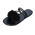 thumbnail image 1 of HomeDM Womens Sandals Open Toe Slip On Summer Comfortable Strappy Flats Slides Sandals Dressy Florals, Black Size 6.5, 1 of 6