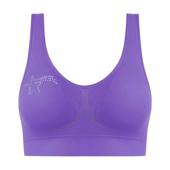 HomeDM Womens Seamless Bras Smooth U Back Bralettes Soft Comfortable Yoga Workout Bras No Underwire Full Coverage Bralettes Push Up Plus Size V Neck Sleeping Tshirt Bras - Dark Purple/M