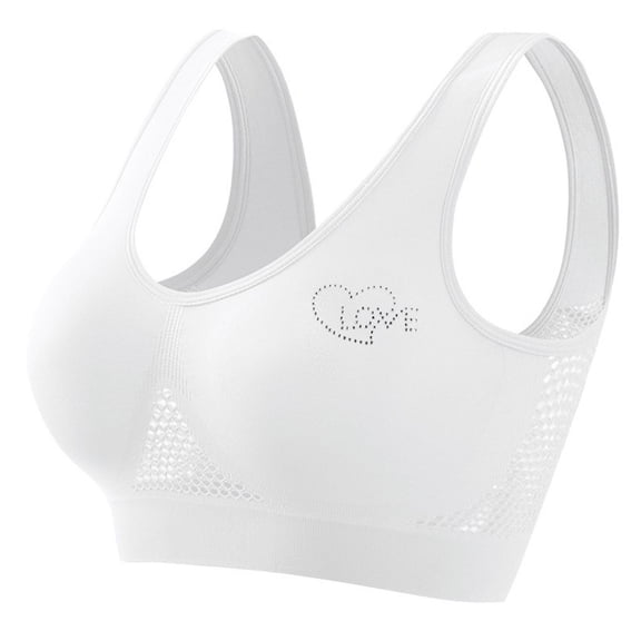 HomeDM Womens Seamless Bras - No Underwire Comfort Push Up Bras with Removable Pads Solid Color Soft Wireless Bralettes Full Coverage Yoga Sports Everyday Bras - White/L