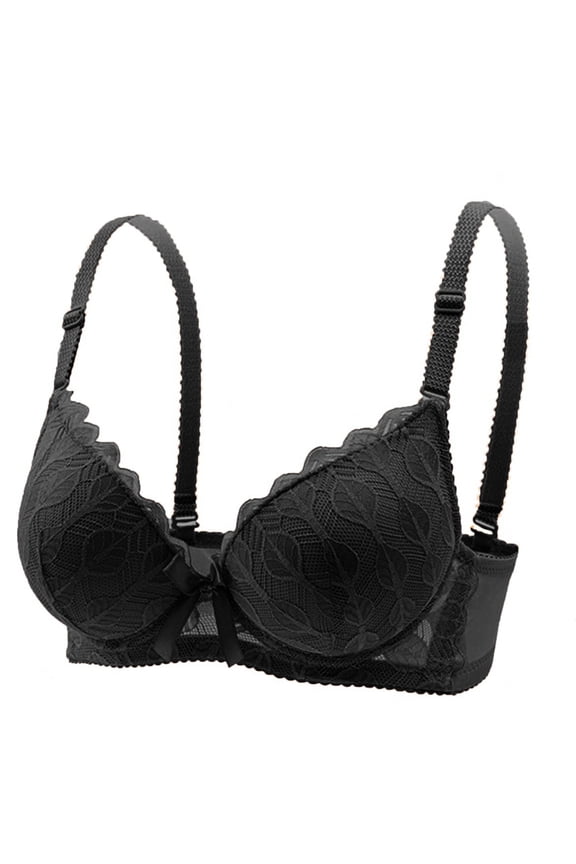 HomeDM Womens Seamless Bras Underwire Soft Supportive Push Up Full Coverage Bralette Comfort T-Shirt Bras, Black, 34A-B