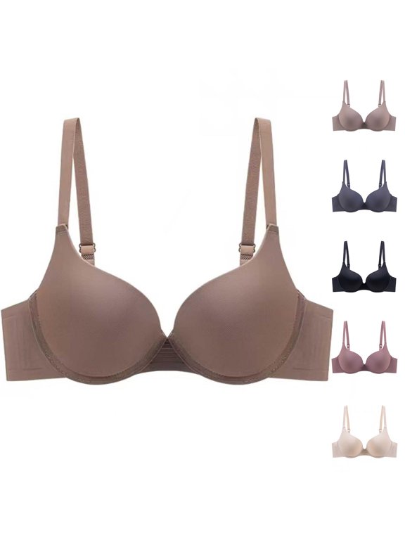 HomeDM Womens Seamless Bras Underwire Soft Supportive Push Up Full Coverage Bralette Comfort T-Shirt Bras, Coffee, 34B