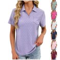 thumbnail image 1 of HomeDM Womens Short Sleeve Shirts Collared V Neck Trendy T Shirts Summer Casual Loose Fit Tops - Purple/L, 1 of 7