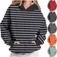 thumbnail image 1 of HomeDM Womens Stripes Hoodies Sweatshirts with Pocket Long Sleeve Shirts Comfy Casual Tops Fall Winter Pullover Tops - Black/L, 1 of 8
