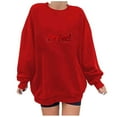 thumbnail image 1 of HomeDM Womens Sweatshirts Casual Crew Neck Long Sleeve Shirts Casual Pullover Tops Fall Sweatshirt for Women - Red/S, 1 of 3