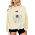 thumbnail image 1 of HomeDM Womens Sweatshirts - Halloween Graphic Crewneck Tops Casual Long Sleeve Sweater - Beige/XL, 1 of 4