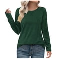 thumbnail image 1 of HomeDM Womens Sweatshirts Long Sleeve Shirts Solid Color Casual Crewneck Tops Basic Tee Fall Trendy Outfits, 1 of 9