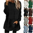 thumbnail image 1 of HomeDM Womens Sweatshirts Sherpa Pullover Hoodie with Pockets Fall Winter Warm Fuzzy Fleece Sweatshirts - Black/L, 1 of 4