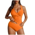 thumbnail image 1 of HomeDM Womens Two Piece Tankini Swimsuits Tummy Control Bathing Suit Tankini Top with Bikini Bottoms Orange Size M, 1 of 6