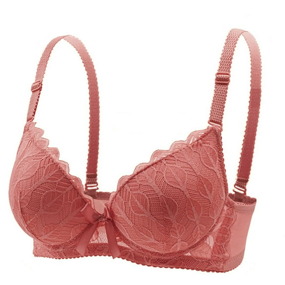 HomeDM Womens Underwire Bra Soft Supportive Push Up Comfort Full Coverage T-Shirt Bra, Red, 34A-B