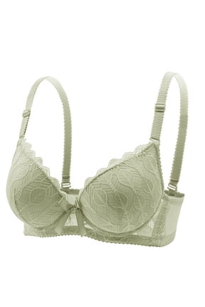 HomeDM Womens Underwire Comfort Bra Soft Supportive Tshirt Bras Push Up Bralettes Seamless Everyday Bra, Green, 34A-B