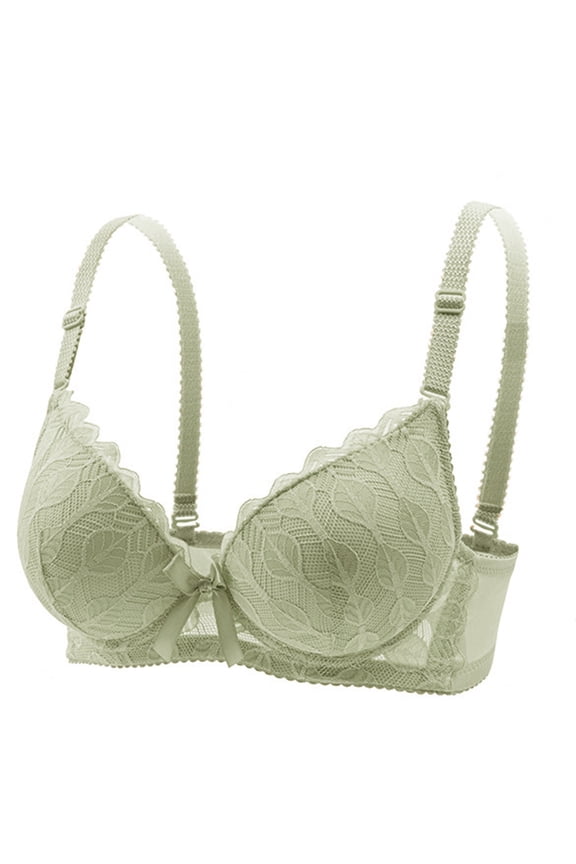 HomeDM Womens Underwire Comfort Bra Soft Supportive Tshirt Bras Push Up Bralettes Seamless Everyday Bra, Green, 34A-B