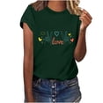 thumbnail image 1 of HomeDM Womens Valentine's Day Crew Neck T-Shirts Love Graphic Short Sleeve Loose Fit Pullover Tops - Green/2XL, 1 of 5