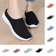 thumbnail image 1 of HomeDM Womens Walking Shoes Open Back Slip-On Sneakers Casual Round Toe Low Wedge Breathable Mesh Comfort Loafer Shoes, Black Size 5.5, 1 of 9