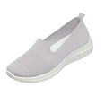 thumbnail image 1 of HomeDM Womens Walking Shoes Slip-On Breathable Mesh Sneakers Round Toe Low Wedge Loafer Shoes for Casual Work, Gray Size 10, 1 of 7