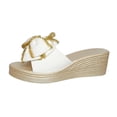 thumbnail image 1 of HomeDM Womens Wedge Platform Sandals Bow Knot Slip on Open Toe Beach Slide Sandals, White Size 7, 1 of 9