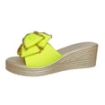 thumbnail image 1 of HomeDM Womens Wedge Platform Sandals Bow Knot Slip on Open Toe Beach Slide Sandals, Yellow Size 9, 1 of 9