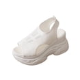 thumbnail image 1 of HomeDM Womens Wedge Platform Sandals Open Toe Ankle Strap Casual Slip-On Summer Beach Sandals, White Size 6.5, 1 of 9