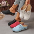 thumbnail image 1 of HomeDM Womens Wedge Sandals Closed Round Toe Comfort Arch Support Slip-On Walking Shoes for Summer Beach, Beige Size 5.5, 1 of 9