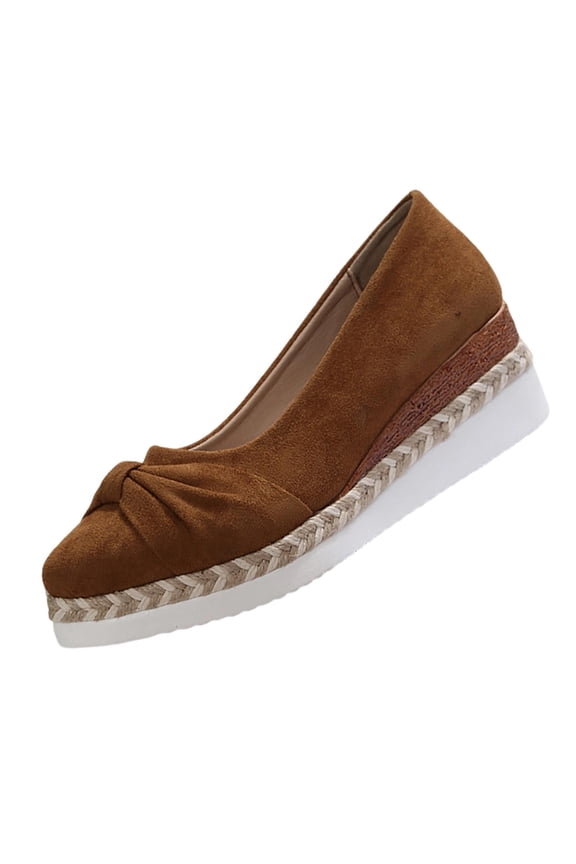 Womens Wedge Sandals Espadrilles Flatform Closed Pointy Toe Slip-On Comfortable Casual Summer Wedges Shoes, Brown Size 6