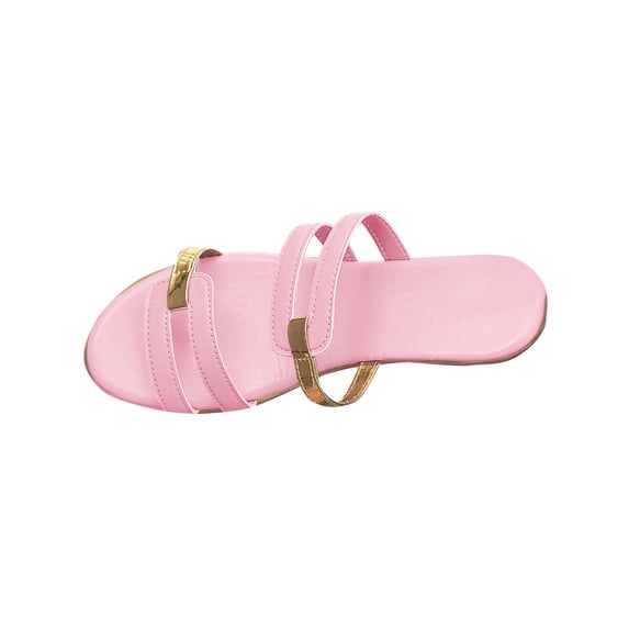 HomeDM Womens Wedge Sandals Summer Slip On Mules Open Toe High Heels Slipper, Pink Size 5.5