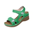 thumbnail image 1 of HomeDM Womens Wedges Sandals Ankle Strap Open Toe Summer Platform Comfortable Walking Sandal, Green Size 9.5, 1 of 9