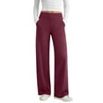 thumbnail image 1 of HomeDM Womens Wide Leg Pants with Pockets High Waisted Casual Lounge Trousers Wine Work Office Pants Size M, 1 of 8