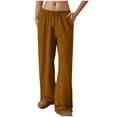 thumbnail image 1 of HomeDM Womens Wide Leg Sweatpants Solid Color Baggy Sweat Pants Drawstring Athletic Joggers Lounge Athletic Pants with Pockets - Brown/XL, 1 of 8