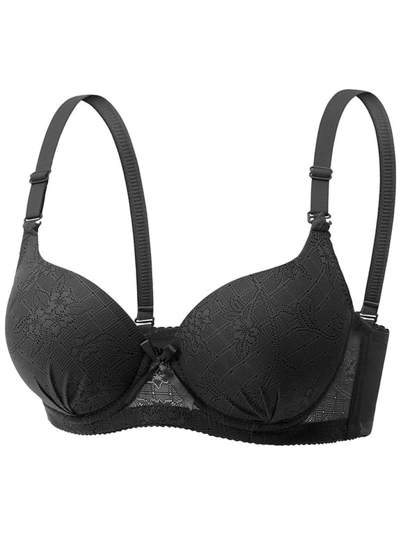HomeDM Womens Wireless Bra Plus Size Supportive Seamless Bras Full Coverage Push Up Comfy No Underwire Tshirt Bras, Black, 34A-B