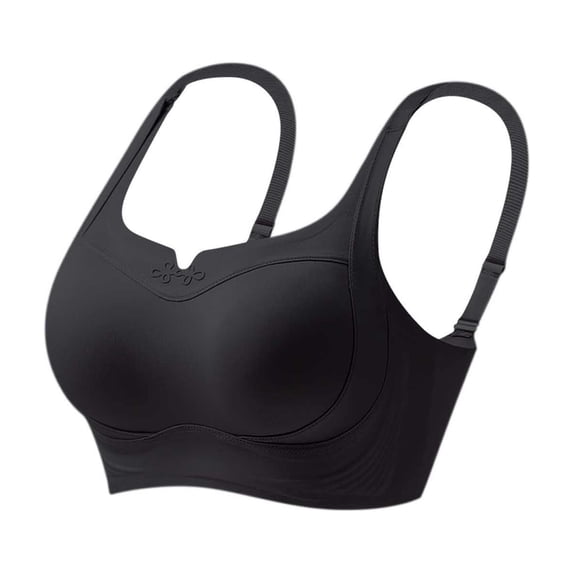 HomeDM Womens Wireless Bra Seamless No Underwire T-Shirt Bras Comfort Lightly Lined Full Coverage Bralettes, Black, 38A-C